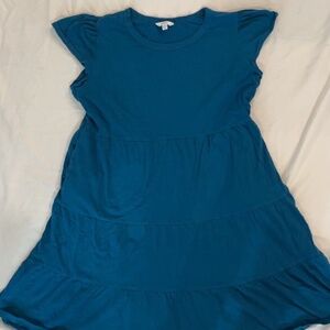 NWT Time&Tru Womens Tiered Knit Dress Pockets Flare Cotton Pullover Size-S (4-6)